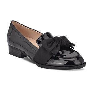 Bandolino Women's Lindio Bow Slip-On Tailored Loafers. Black Patent Size 10 NWOT